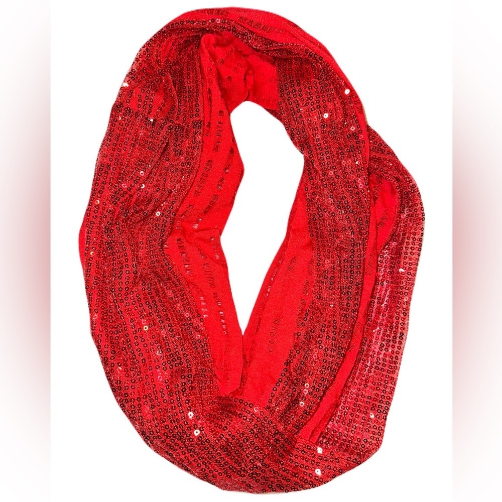 Red sequin infinity scarf